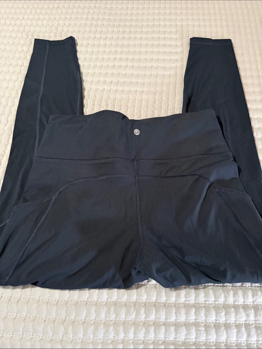 Womens Black Active Leggings with side, do not know brand or size 6 is my quess